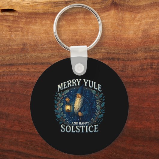 Merry Yule And Happy Solstice Mystic Winter Quote Sleutelhanger (Voorkant)