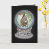 Merry Yule Bat Holiday Greeting Kaart (Gele Bloem)
