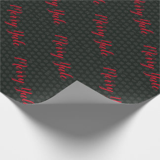 Merry Yule Black Wrapping Paper Cadeaupapier