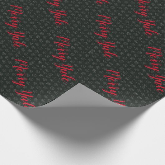 Merry Yule Black Wrapping Paper Cadeaupapier (Hoek)