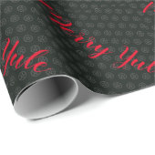 Merry Yule Black Wrapping Paper Cadeaupapier (Rol Hoek)