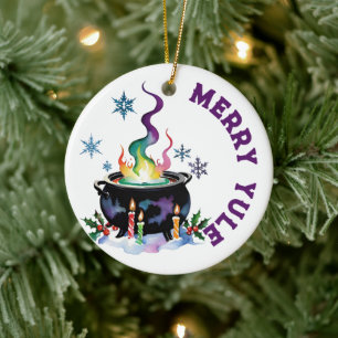 Merry Yule Feestelijke Heksen Ketel Wiccan Vakanti Keramisch Ornament