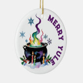 Merry Yule Feestelijke Heksen Ketel Wiccan Vakanti Keramisch Ornament (Rechts)