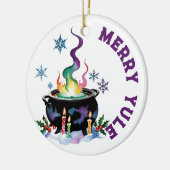 Merry Yule Feestelijke Heksen Ketel Wiccan Vakanti Keramisch Ornament (Links)