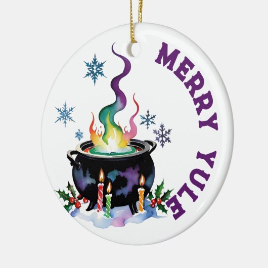 Merry Yule Feestelijke Heksen Ketel Wiccan Vakanti Keramisch Ornament (Links)