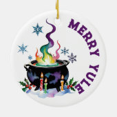 Merry Yule Feestelijke Heksen Ketel Wiccan Vakanti Keramisch Ornament (Achterkant)