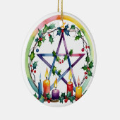 Merry Yule Feestelijke Pentacle Winter Wiccan Vaka Keramisch Ornament (Rechts)