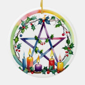 Merry Yule Feestelijke Pentacle Winter Wiccan Vaka Keramisch Ornament (Achterkant)