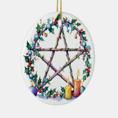 Merry Yule Feestelijke Pentacle Winter Wiccan Vaka Keramisch Ornament (Rechts)