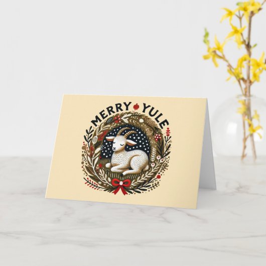 Merry Yule Goat Kaart (Gele Bloem)