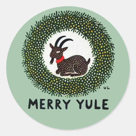 Merry Yule Goat Ronde Sticker (Voorkant)