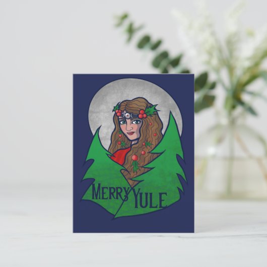 Merry Yule Goddess Art Pagan Briefkaart (Staand voorkant)