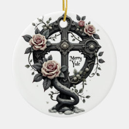 Merry Yule Gothic Cross Ornament