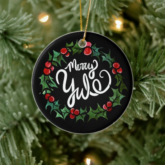 Merry Yule Pagan Feestdagen Wiccan Blessed Yule Keramisch Ornament (Boom)