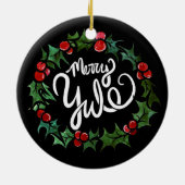 Merry Yule Pagan Feestdagen Wiccan Blessed Yule Keramisch Ornament (Achterkant)