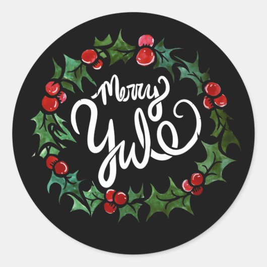 Merry Yule Pagan Feestdagen Wiccan Blessed Yule Ronde Sticker (Voorkant)