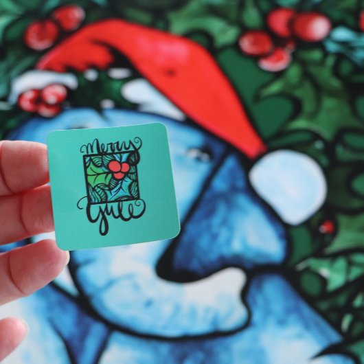 Merry Yule Vierkante Sticker