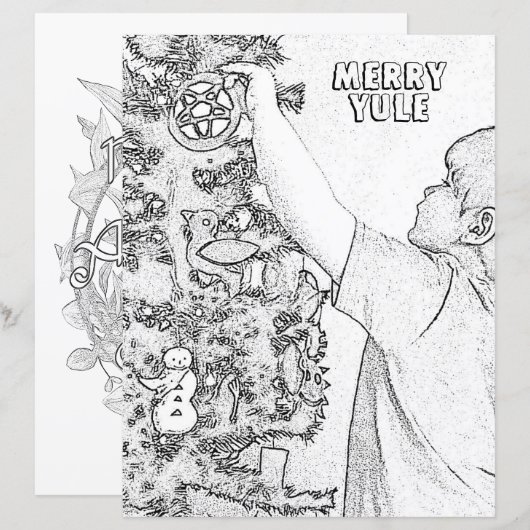 Merry Yule Wicca Colour Page Paper (Voorkant / Achterkant)