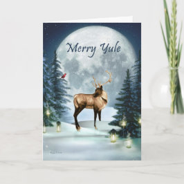Merry Yule Winter Stag Blank Vakantie Kaart