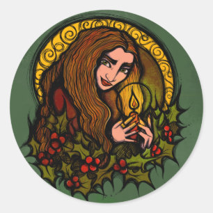 Merry Yule Witch Ronde Sticker