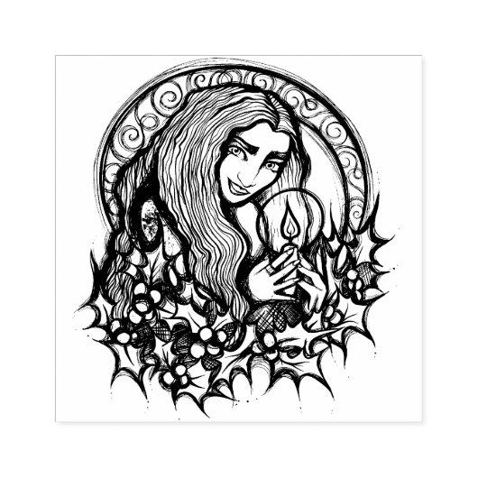 Merry Yule Witch Rubberstempel (Afrduk)