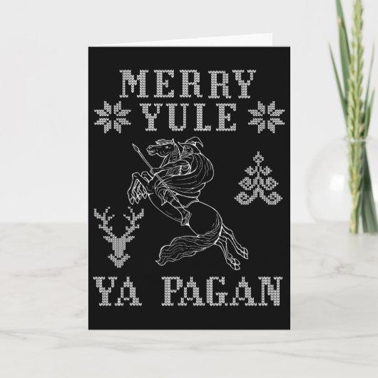 Merry Yule Ya Pagan Odin On Sleipnir Viking Christ Kaart (Voorkant)