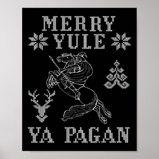 Merry Yule Ya Pagan Odin On Sleipnir Viking Christ Poster (Voorkant)