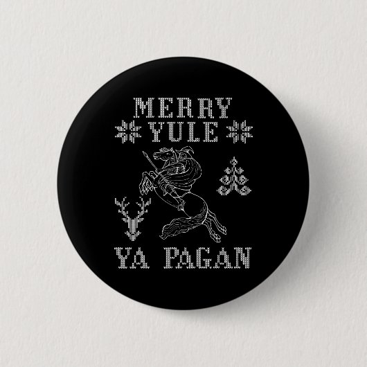 Merry Yule Ya Pagan Odin On Sleipnir Viking Christ Ronde Button 5,7 Cm (Voorkant)
