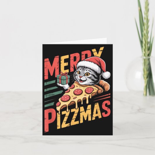 Merry Zzmas Christmas Cat Funny Zza Lover Xmas Cat Kaart (Voorkant)