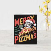 Merry Zzmas Christmas Cat Funny Zza Lover Xmas Cat Kaart (Gele Bloem)