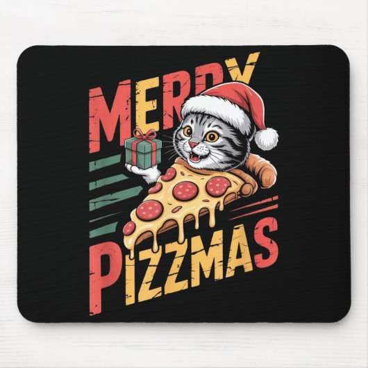 Merry Zzmas Christmas Cat Funny Zza Lover Xmas Cat Muismat (Voorkant)