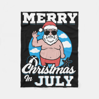Merrychristmas In July Funny Santa  Fleece Deken