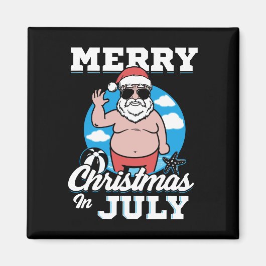 Merrychristmas In July Funny Santa  Magneet (Voorkant)