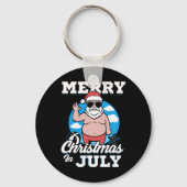 Merrychristmas In July Funny Santa  Sleutelhanger (Voorkant)