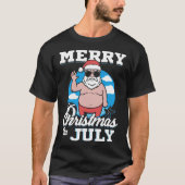 Merrychristmas In July Funny Santa  T-shirt (Voorkant)