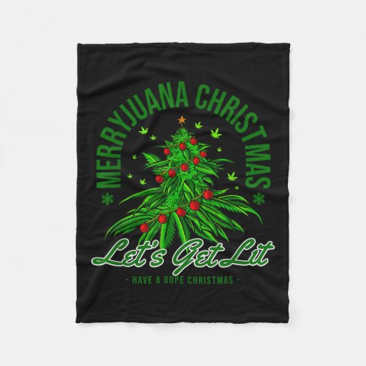 Merryjuana Christmas Christmas Weed T Roll  Fleece Deken (Voorkant)