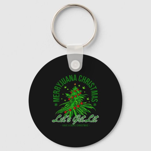 Merryjuana Christmas Christmas Weed T Roll  Sleutelhanger (Voorkant)