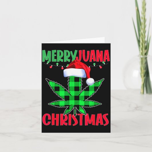 Merryjuana Weed Leaf Funny Christmas Pajama X-mas  Kaart (Voorkant)