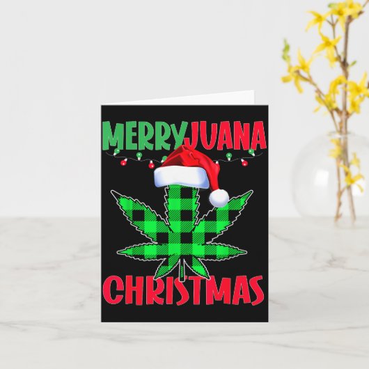 Merryjuana Weed Leaf Funny Christmas Pajama X-mas  Kaart (Gele Bloem)