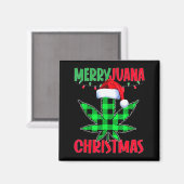 Merryjuana Weed Leaf Funny Christmas Pajama X-mas  Magneet (Voorkant / Achterkant)
