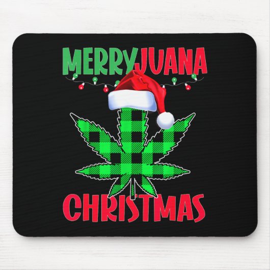 Merryjuana Weed Leaf Funny Christmas Pajama X-mas  Muismat (Voorkant)