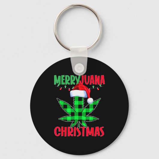 Merryjuana Weed Leaf Funny Christmas Pajama X-mas  Sleutelhanger (Voorkant)