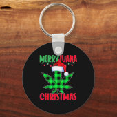 Merryjuana Weed Leaf Funny Christmas Pajama X-mas  Sleutelhanger (Voorkant)