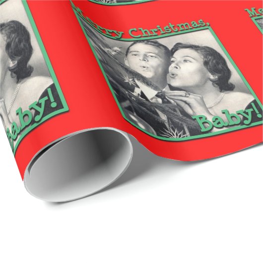MerryKerstmisBaby!-GlanzendPapier 2'x6' Roll Cadeaupapier (Rol Hoek)