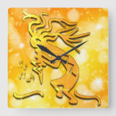 Merrymaker Kokopelli Musical Notes Vierkante Klok (Voorkant)