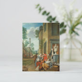 Merrymaking van dorpsbewoners feestdagenkaart (Staand voorkant)