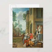 Merrymaking van dorpsbewoners feestdagenkaart (Voorkant / Achterkant)