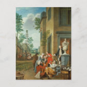 Merrymaking van dorpsbewoners feestdagenkaart (Voorkant)