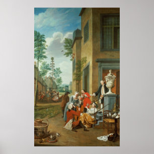 Merrymaking van dorpsbewoners poster
