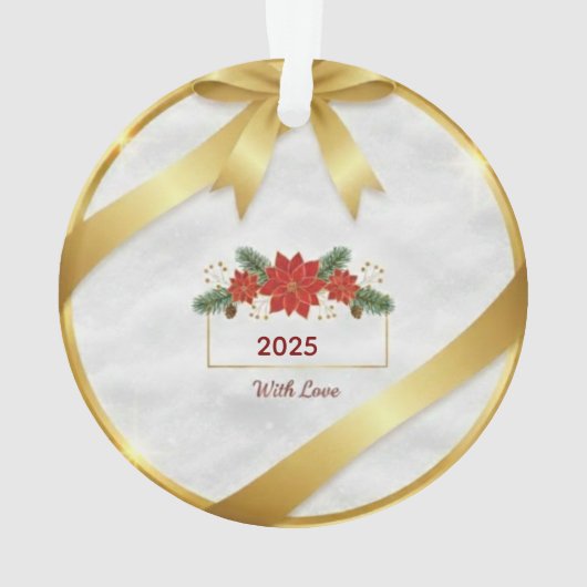 MerryMist Magic Cozy Winter Snowflake & Gold Ribbo Ornament (achterkant)